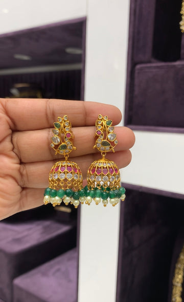 Beautiful peacock design pota stone jumkis with pushback