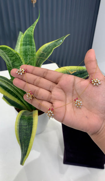 Beautiful invisible chain with white stone lockets