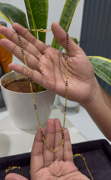 Beautiful simple handmaking chandraharam & blackbeads chain 18 inchs long