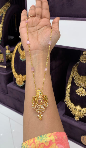 Beautiful Venkateswara swamy pendant with handmaking chandraharam & beads chain 18 inchs long