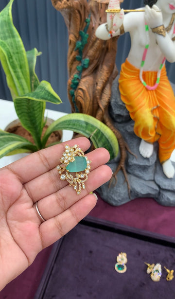 Beautiful mint green stone pendant with back hook