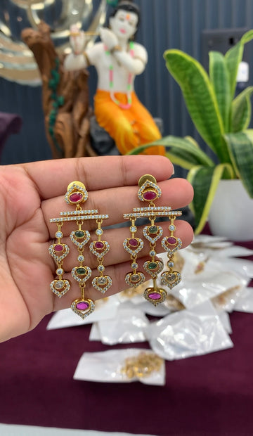 Beautiful multi stone ear hangings with pushback