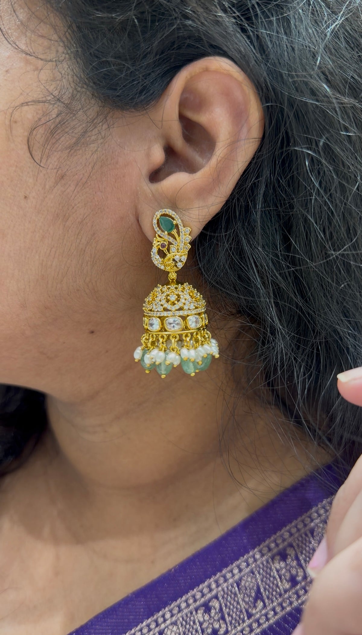 Beautiful CZ stone jumkis with pushback