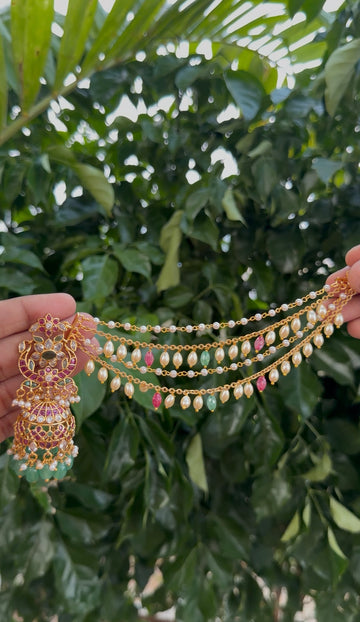 Beautiful handmaking chandraharam & beads 3 layers champaswaralu