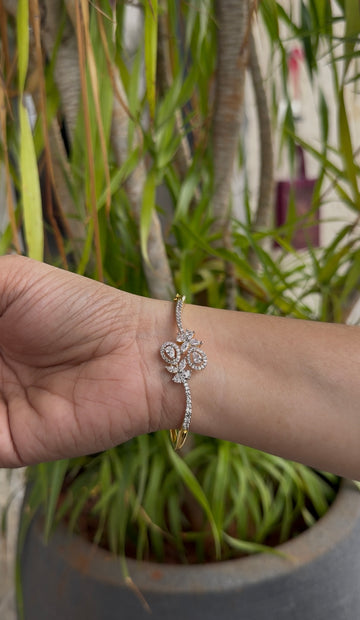 Beautiful white stone diamond replica openable bracelet