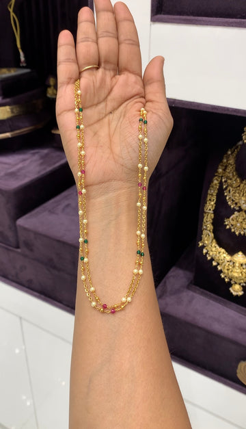 Beautiful handmaking chandraharam & beads 2 layers chain 18 inchs long