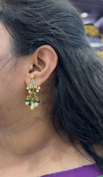 Beautiful uncut stone earrings with pushback
