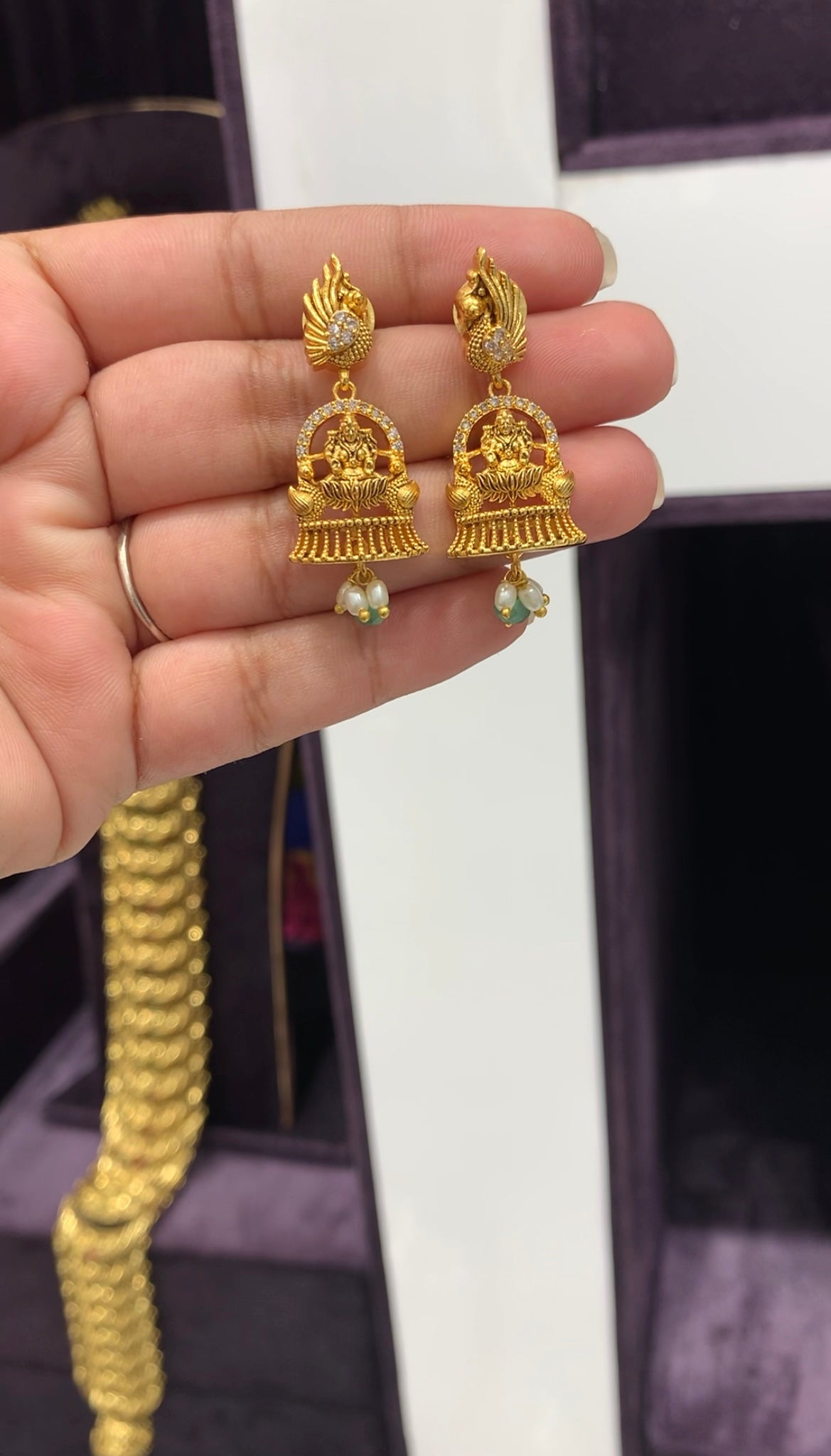 Beautiful Lakshmi devi earrings with pushback
