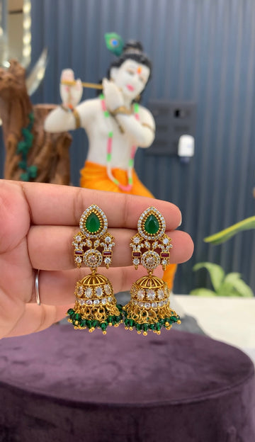Beautiful CZ stone jumkis with pushback
