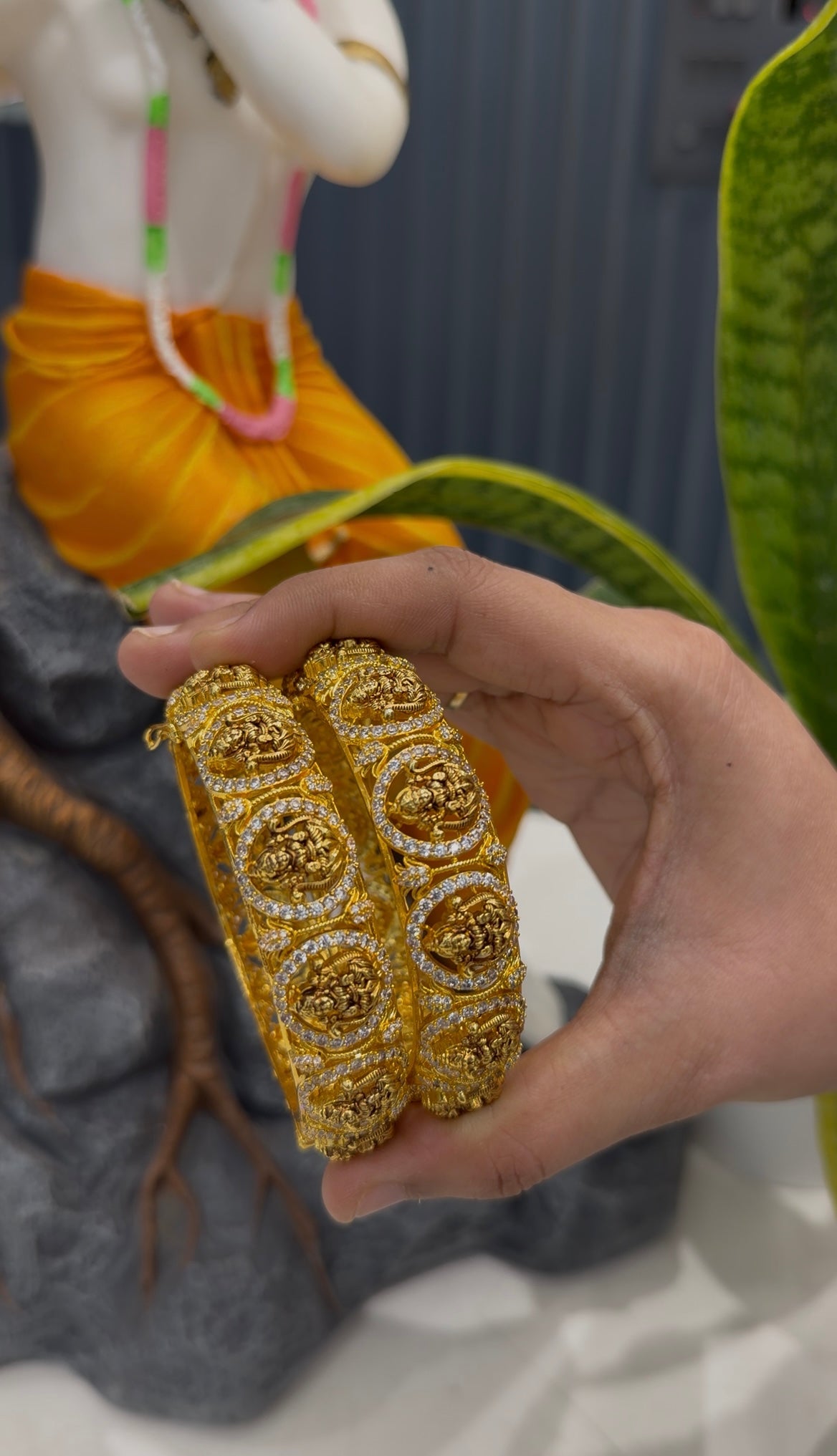 Because CZ stones & Lakshmi devi openable bangle (single bangle )