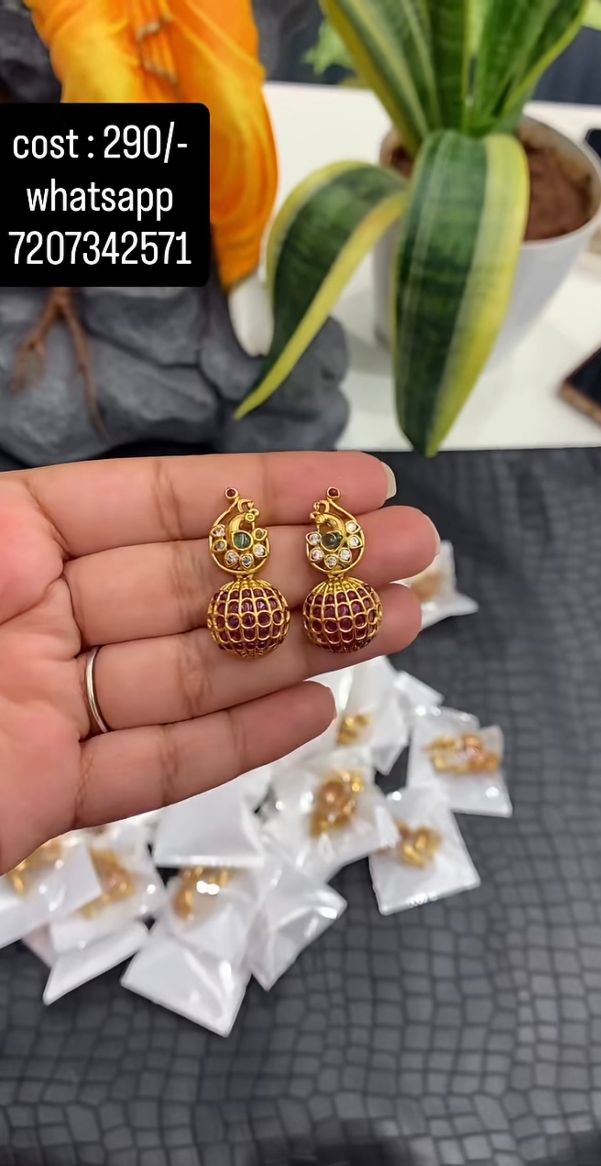 Beautiful pota stone earrings with pushback
