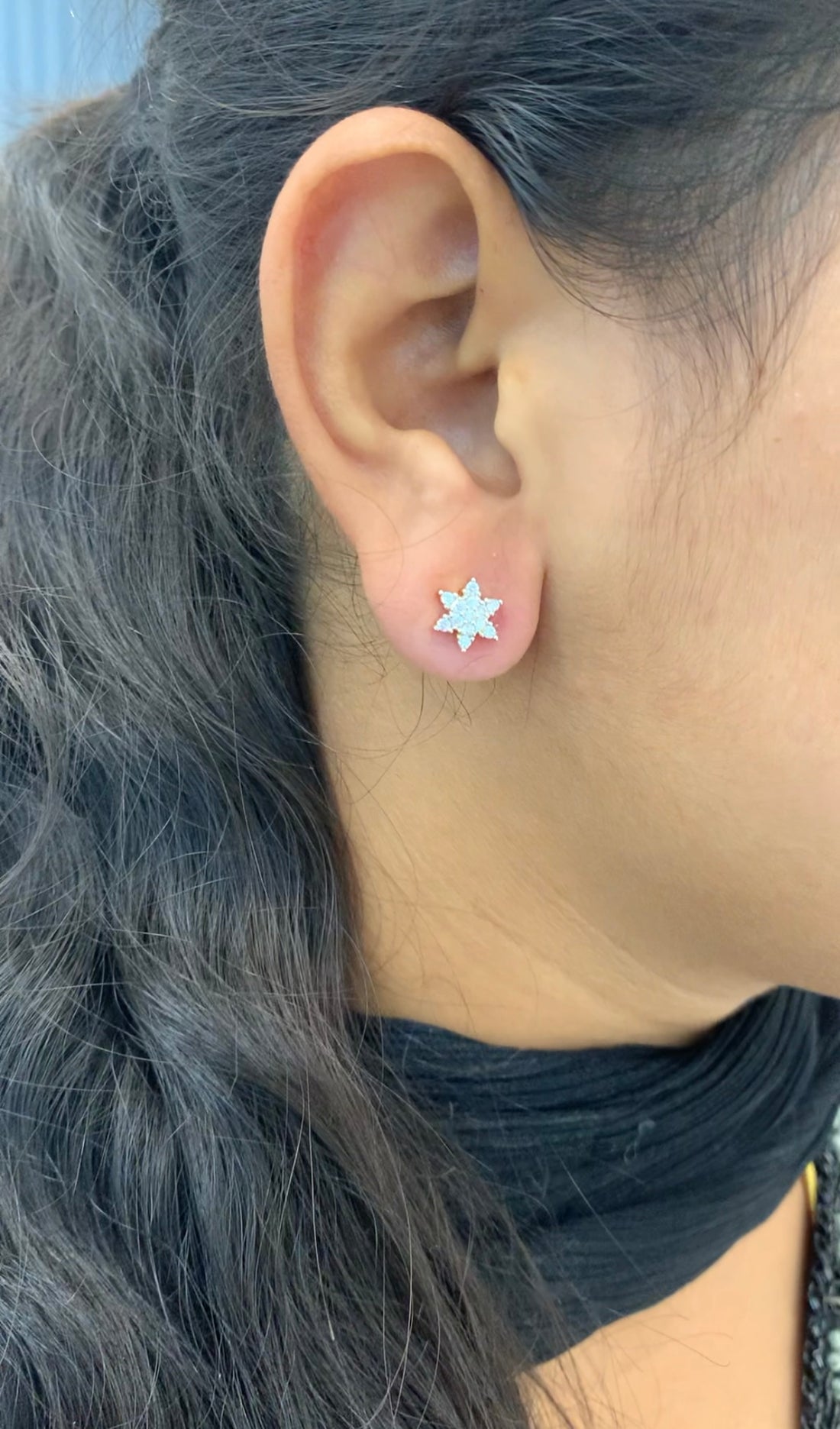 Beautiful white stone star shape studs with pushback