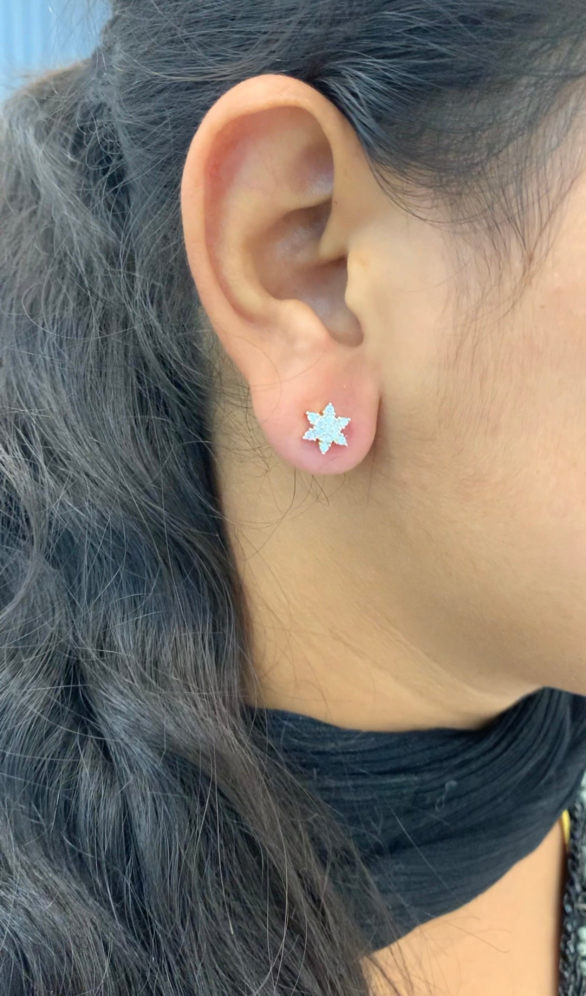 Beautiful white stone star shape studs with pushback