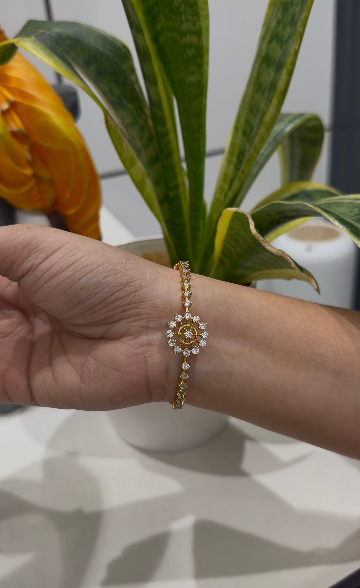 Beautiful white stones openable bracelet