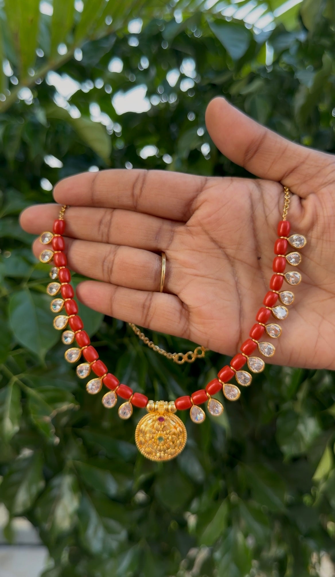 Beautiful pagadam beads with locket neckset