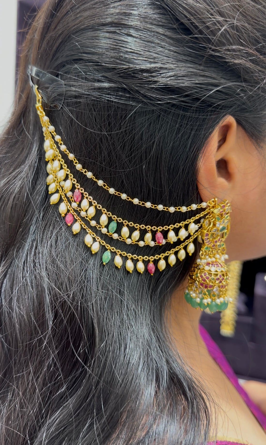 Beautiful handmaking chandraharam & beads 3 layers champaswaralu