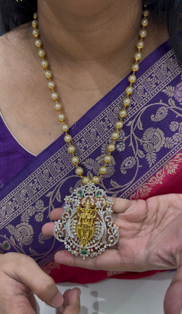 Beautiful Gj polish venkateswara swamy pendent with pearls chain