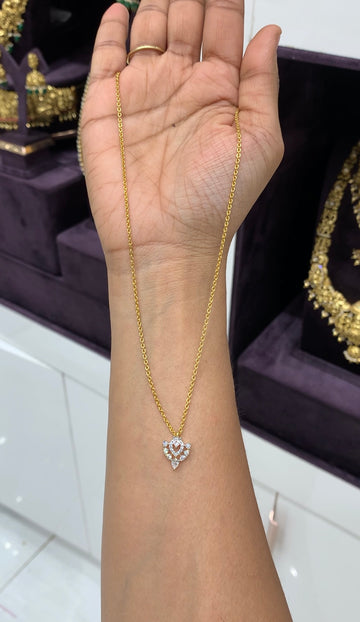 Because white stone locket with chandraharam chain 18 inchs long