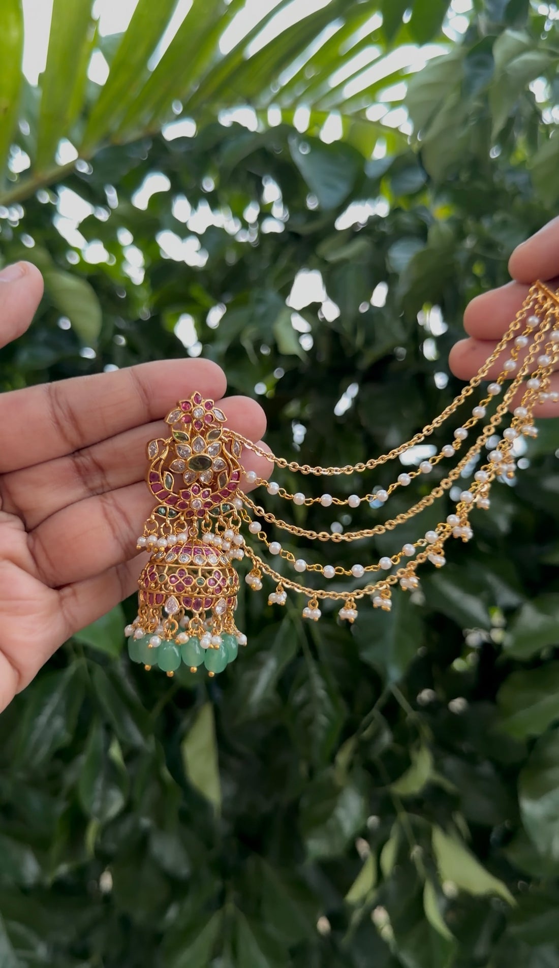 Beautiful chandraharam & pearls 3 layers champaswaralu