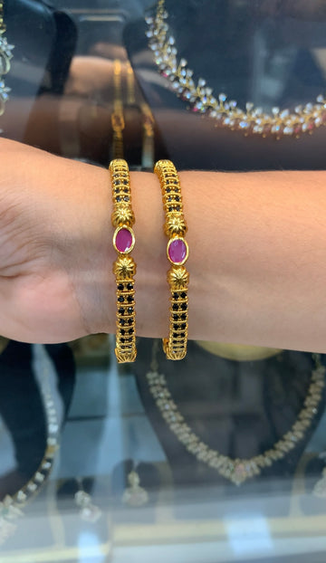 Beautiful black & ruby CZ stones bangles