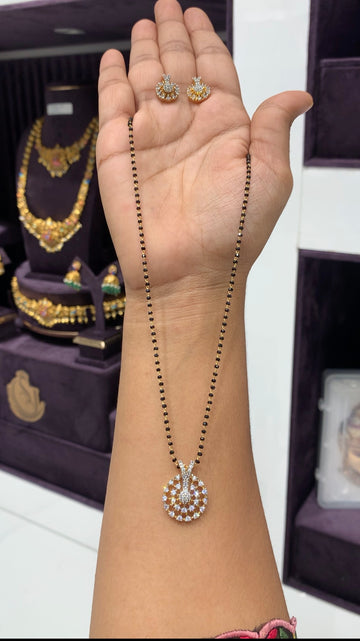 Beautiful 18inch blackbeads chain with diamond replica pendent set