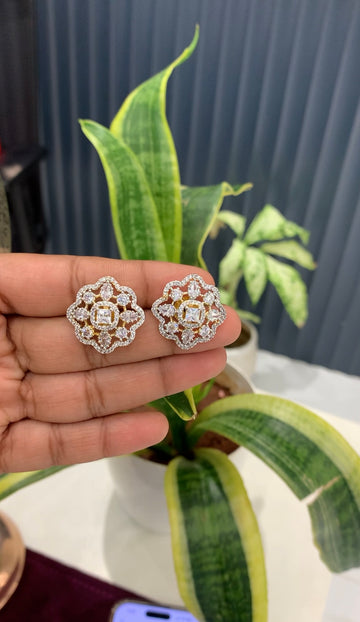 Beautiful diamond replica studs with pushback