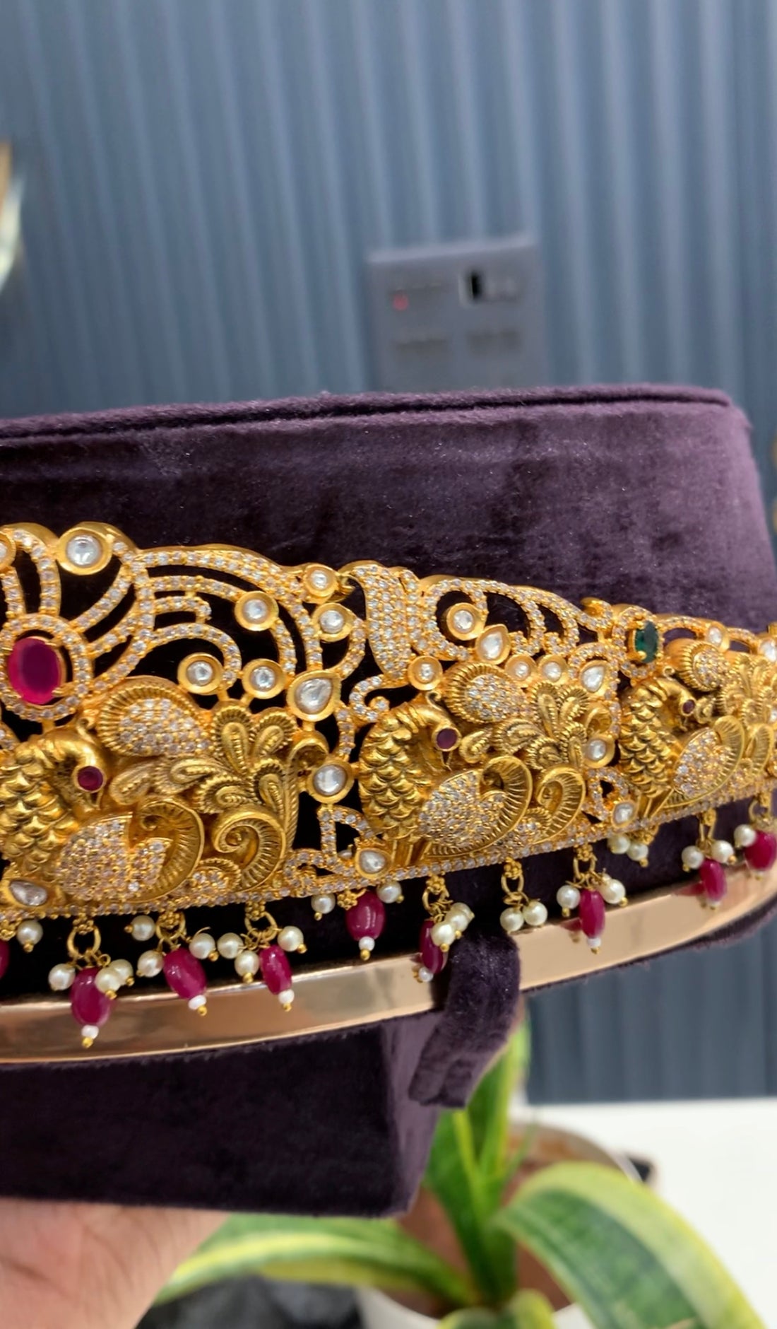 Beautiful CZ stones & lakshmi devi adult vaddanam