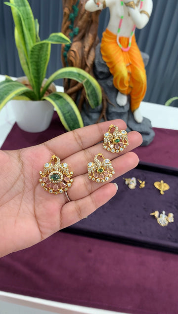 Beautiful peacock design pendant set with back hook