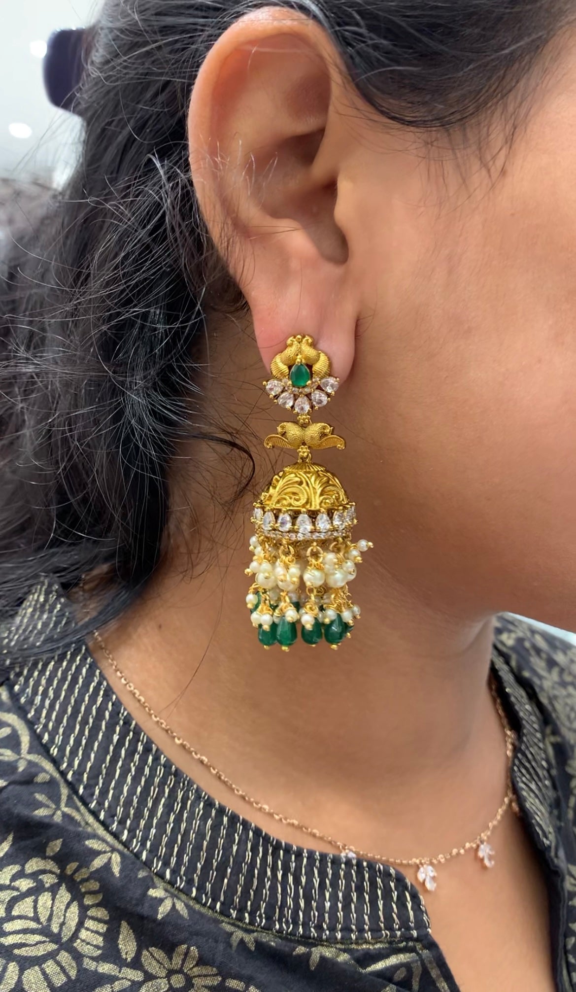 Beautiful CZ stone pushback jumkis with beads finishing