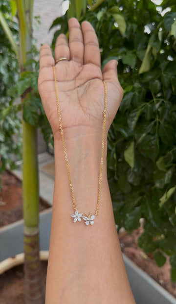Because white stone locket with chandraharam chain 18 inchs long