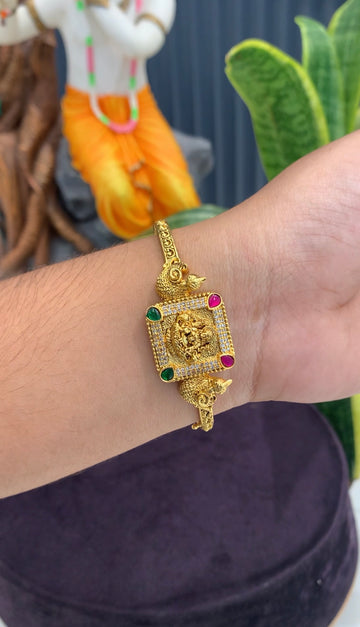 Beautiful Lakshmi devi & peacock design openable bracelet
