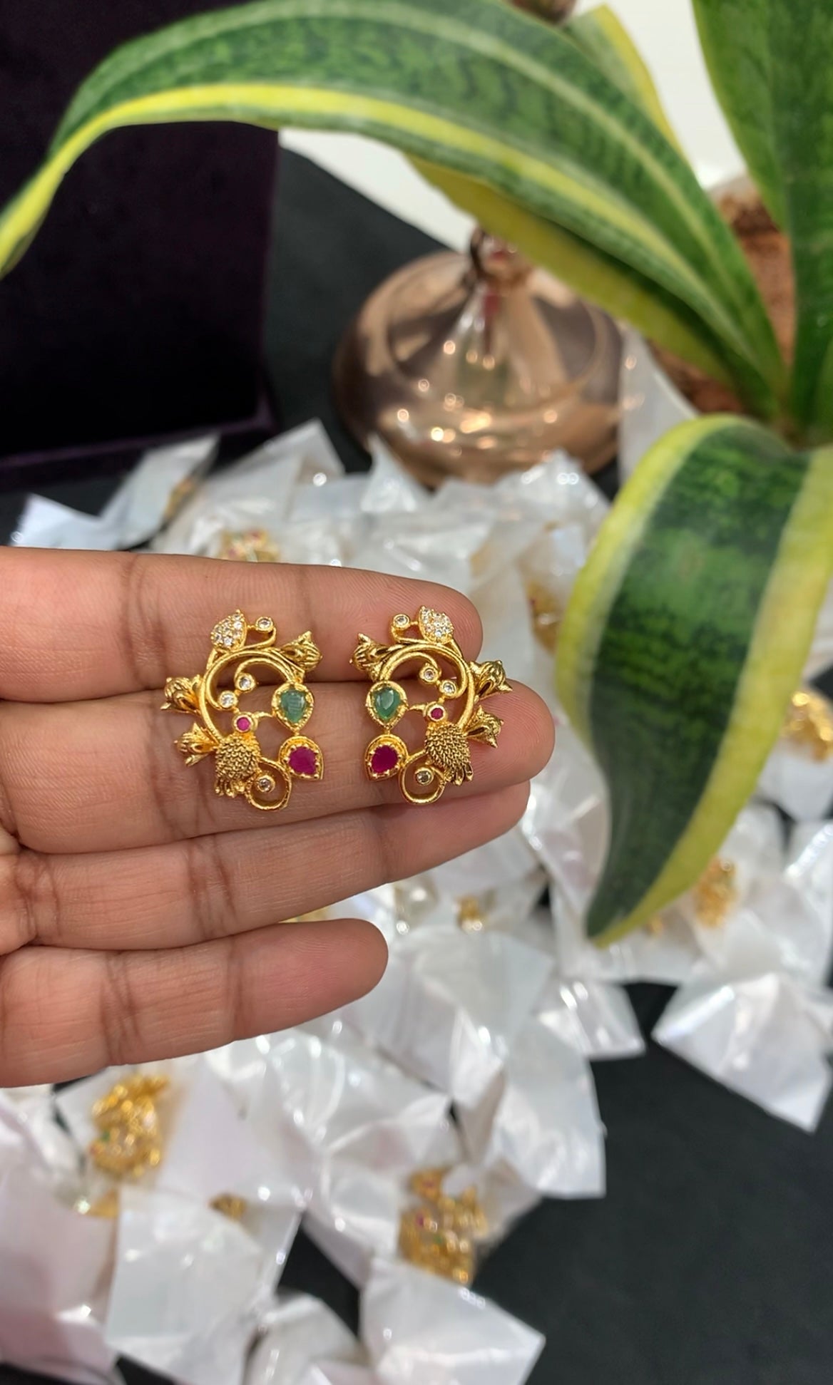 Beautiful multi colour stone studs with pushback