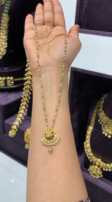 18inch Simple beads chain with Lakshmi devi idol Locket