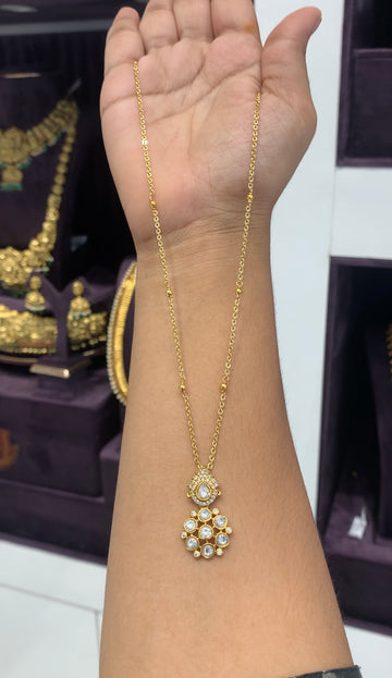 Beautiful white stone locket with chandraharam chain 18 inchs long