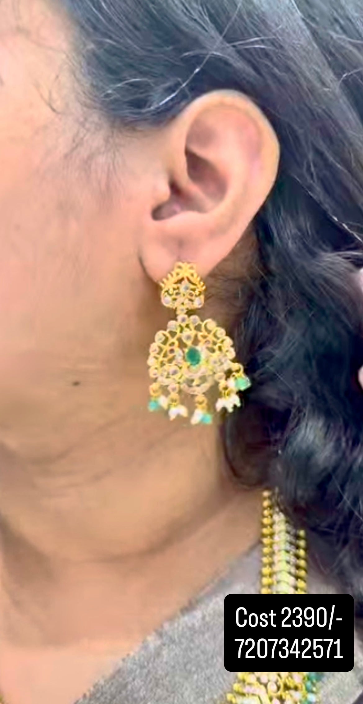 Beautiful multi color CZ stones necklace with screwback earrings