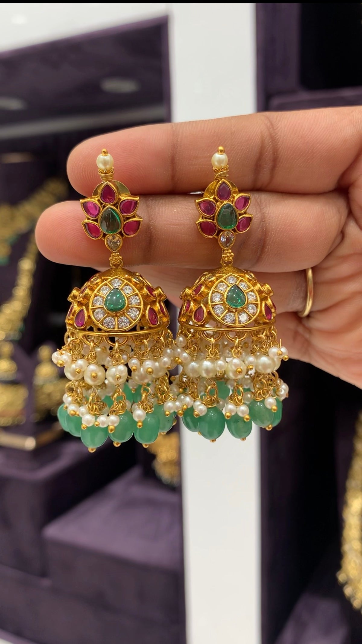 Beautiful jhumkis with pushback