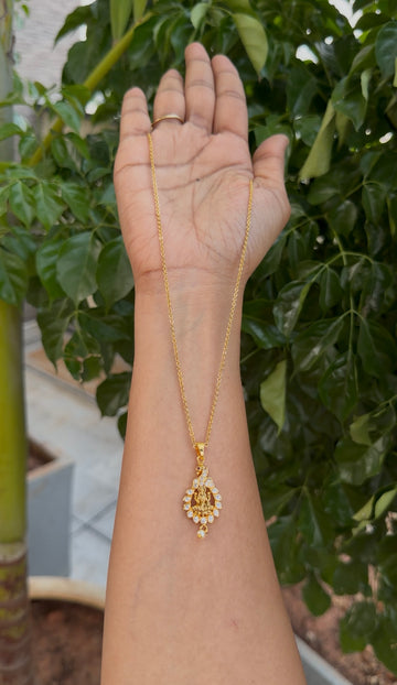 Beautiful Lakshmi devi pendant with chandraharam chain 18 inchs long