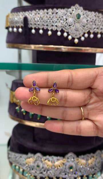 Beautiful purple color stone jumkis with pushback