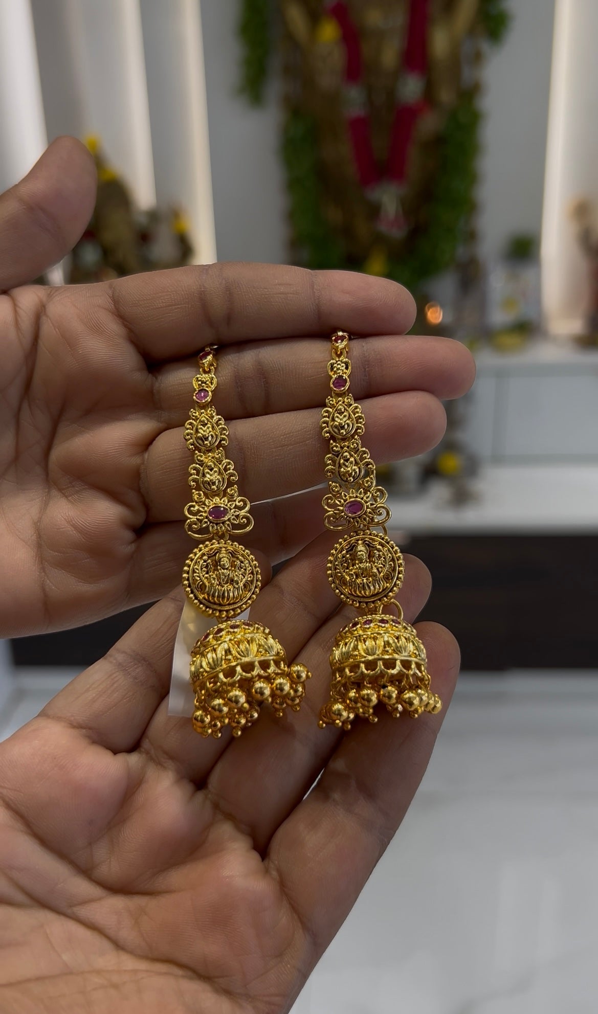 Beautiful Lakshmi devi pushback jumkis with matilu