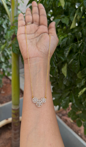 Because white stone locket with chandraharam chain 18 inchs long