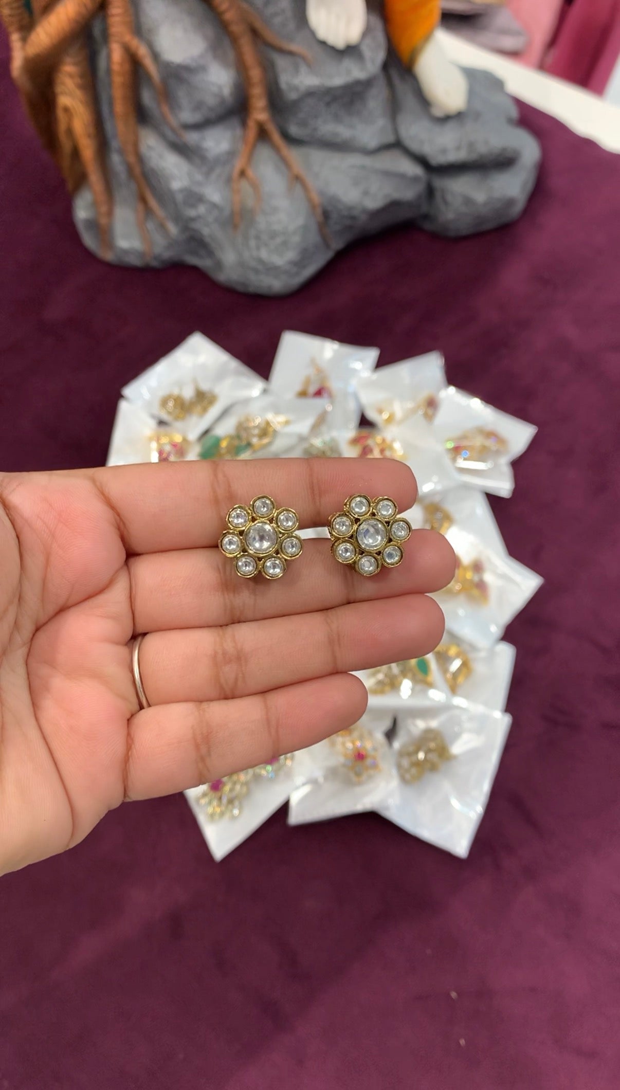 White stone studs with screwback