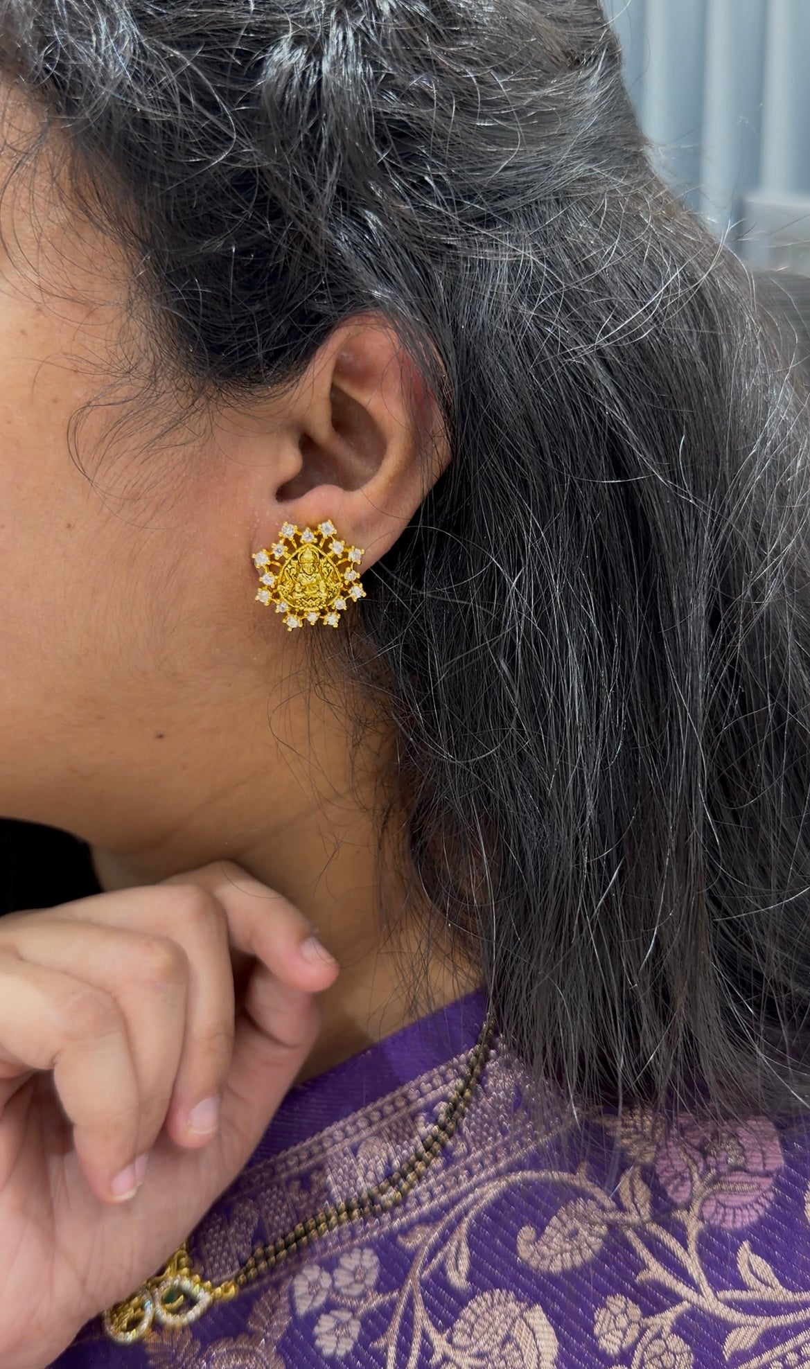 Beautiful Lakshmi devi studs with paushback