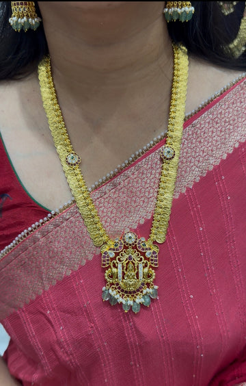 Beautiful pota stone kasula model mini necklace with pushback jumkis