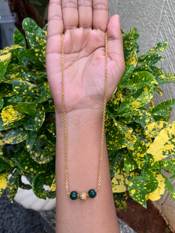 Beautiful simple handmaking beads & chandraharam chain 18 inchs long
