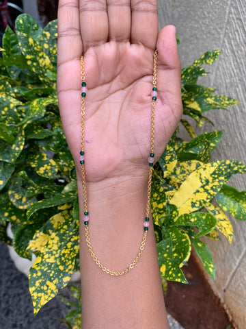 Beautiful simple handmaking beads & chandraharam chain 18 inchs long