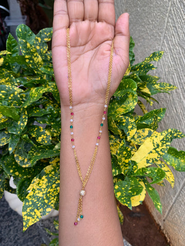 Beautiful simple handmaking bead’s & chandraharam chain 18 inchs long