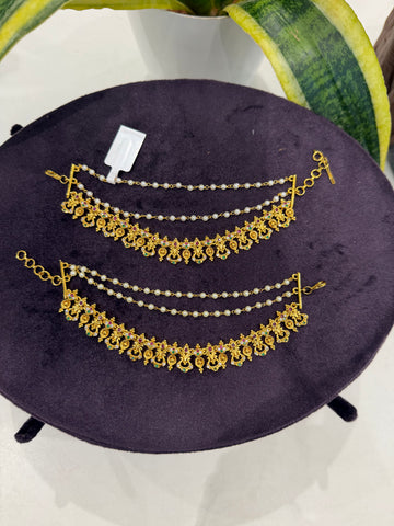 Beautiful  multi stone champaswaralu with pearls finishing