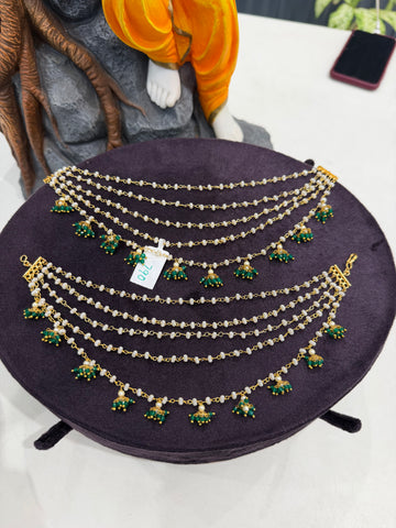 Beautiful 5 layers white pearls champaswaralu