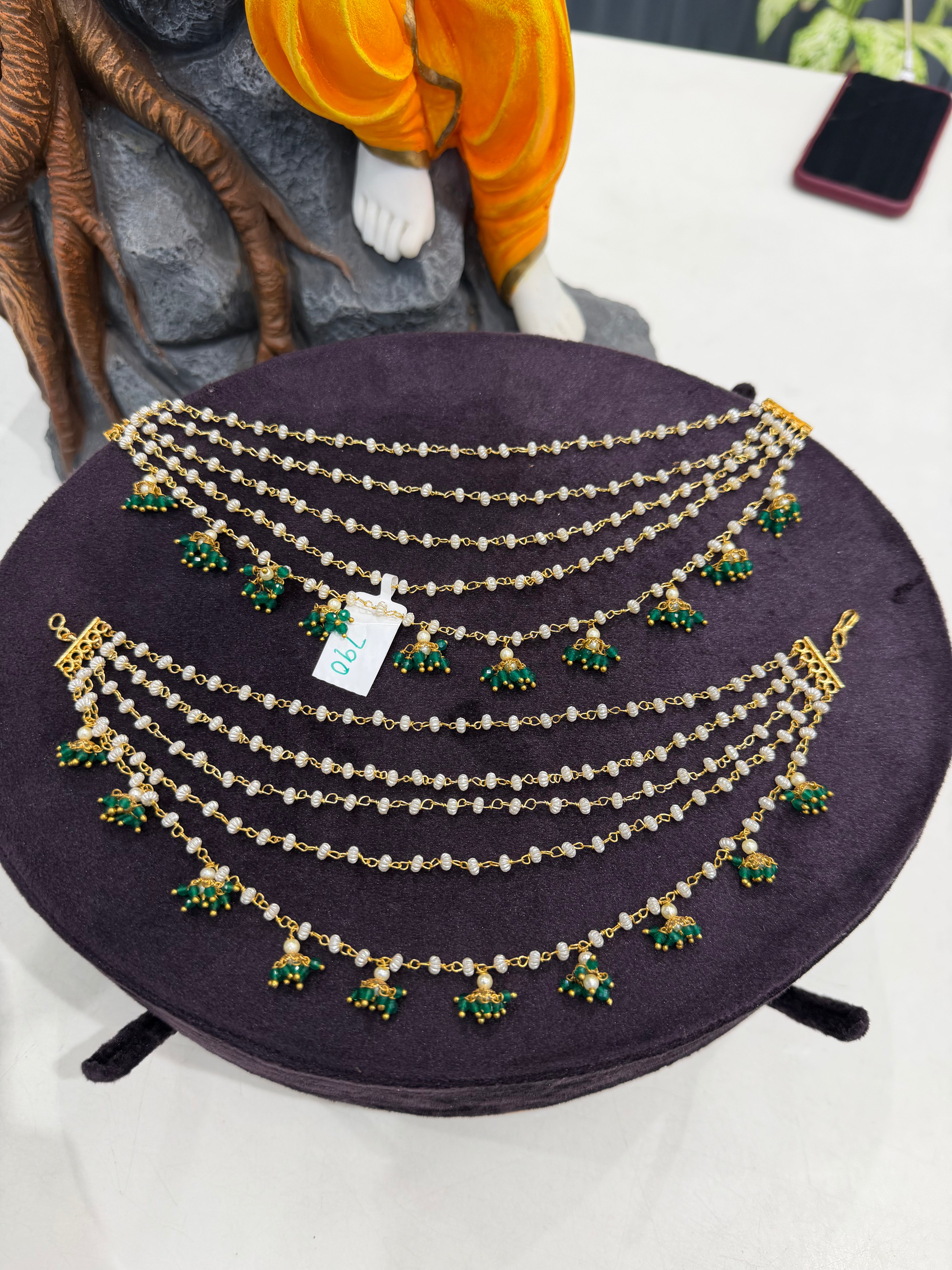 Beautiful 5 layers white pearls champaswaralu