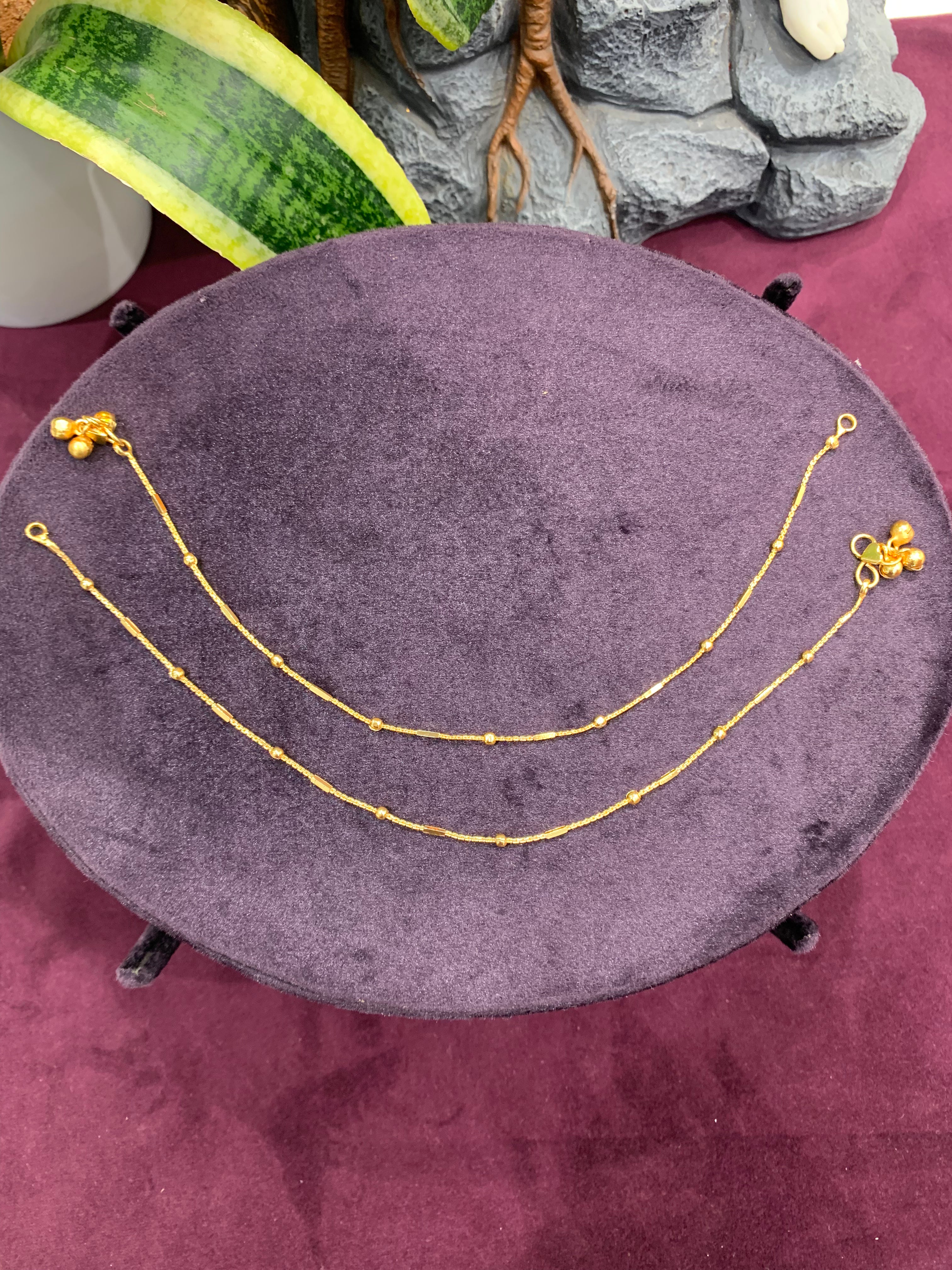 Beautiful plain gold polish anklets